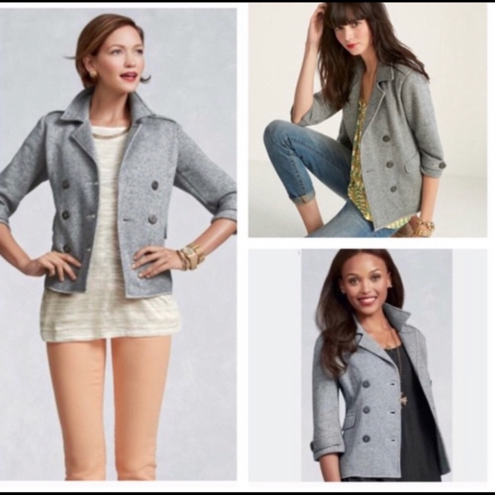 CAbi Gray Double-Breasted Pea Coat